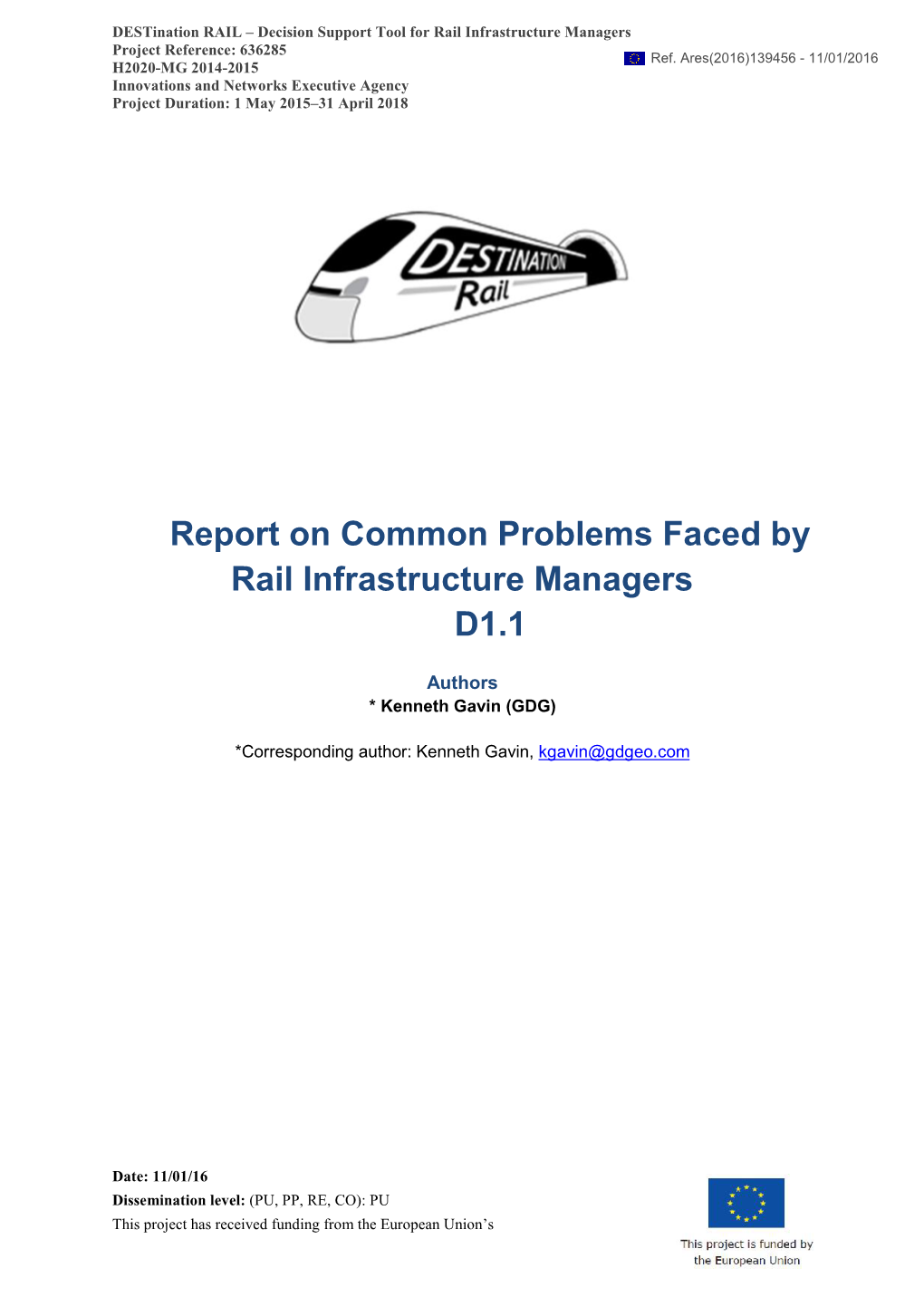 Report on Common Problems Faced by Rail Infrastructure Managers D1.1