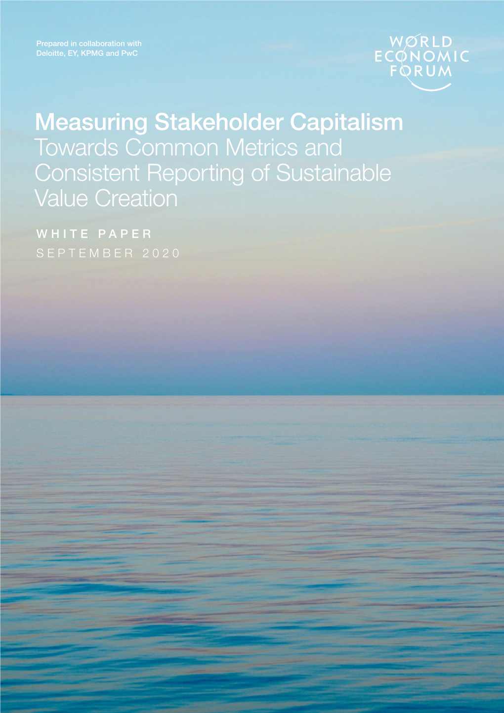 Measuring Stakeholder Capitalism Towards Common Metrics and Consistent Reporting of Sustainable Value Creation
