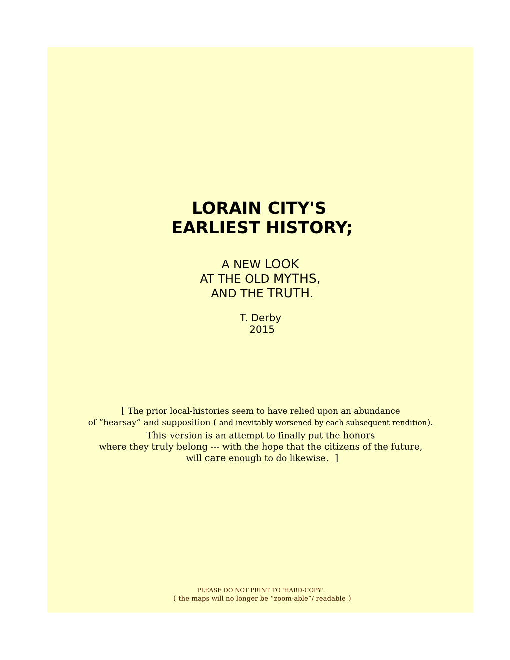 Lorain City's Earliest History;
