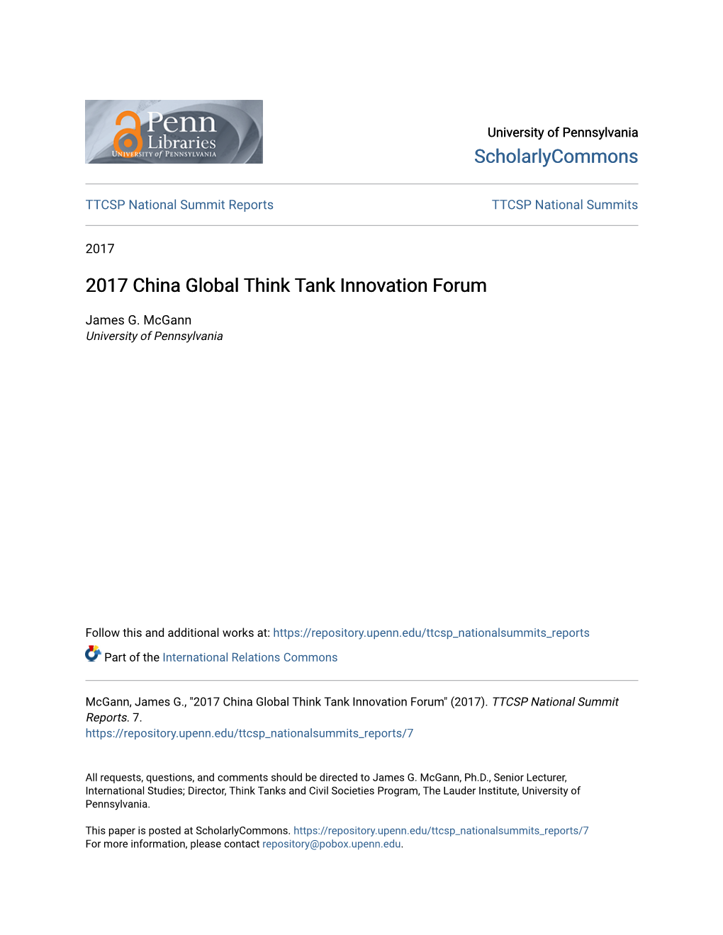 2017 China Global Think Tank Innovation Forum