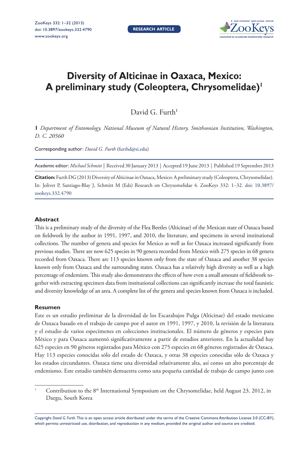 Coleoptera, Chrysomelidae) 1 Doi: 10.3897/Zookeys.332.4790 Research Article Launched to Accelerate Biodiversity Research