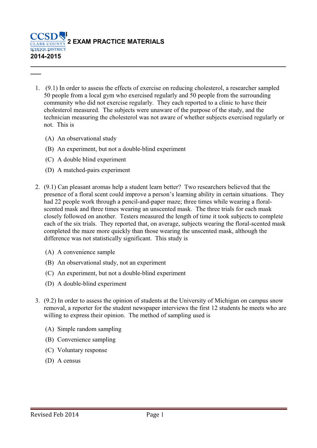 Semester 2 Exam Practice Materials