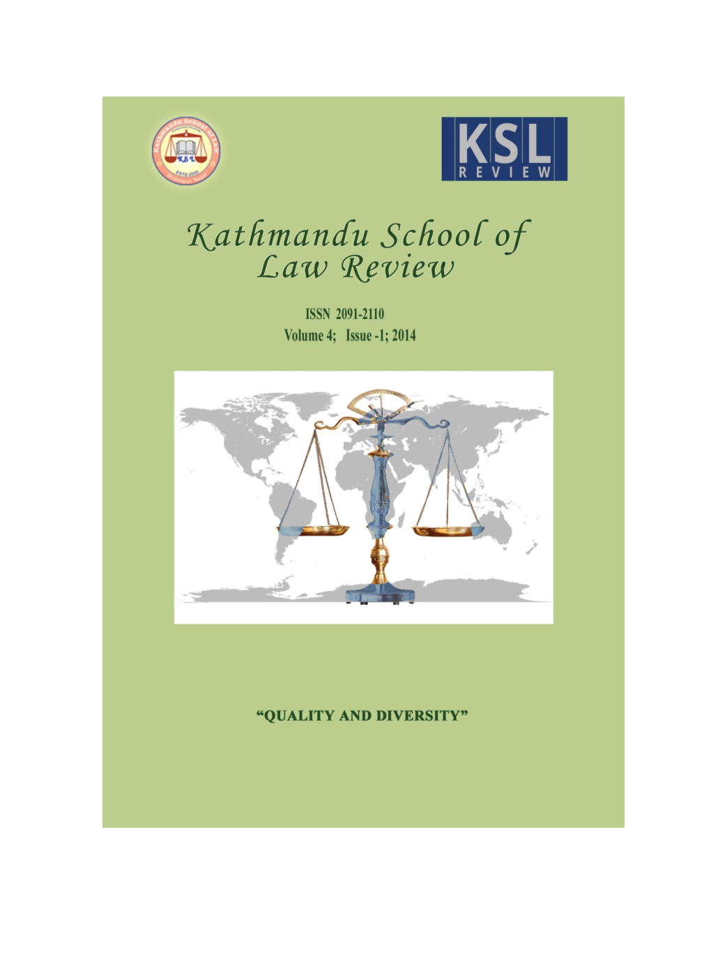 Volume 4, 2014 Kathmandu School of Law Review