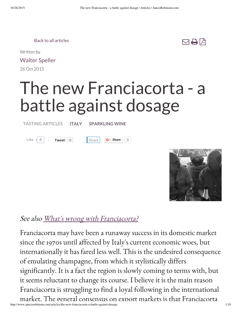 The New Franciacorta - a Battle Against Dosage | Articles | Jancisrobinson.Com