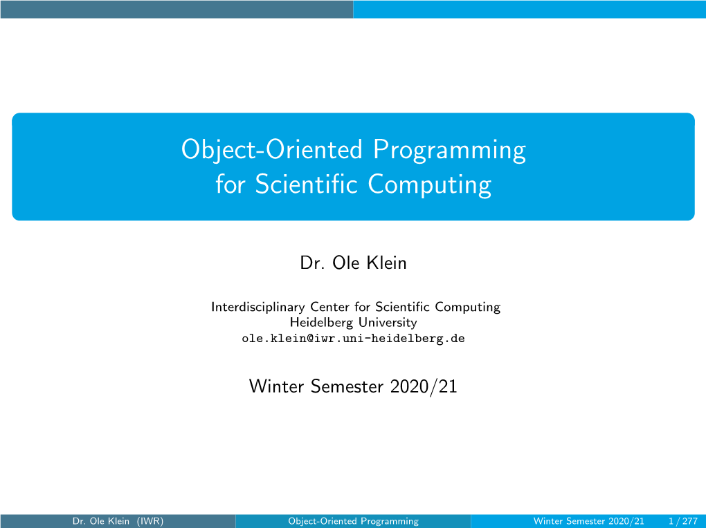 Object-Oriented Programming for Scientific Computing