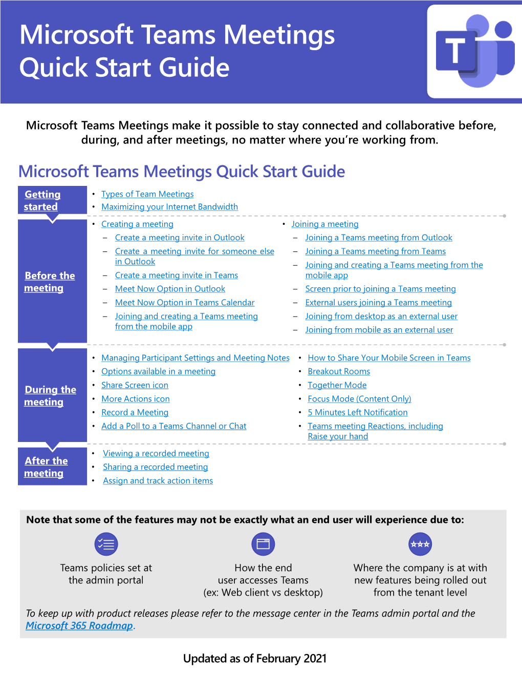 Microsoft Teams Meetings Quick Start Guide