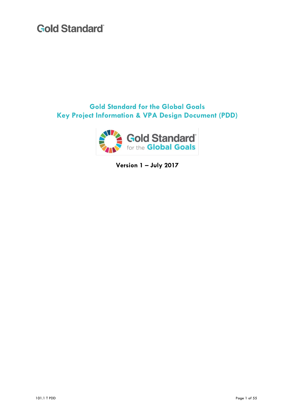 Gold Standard for the Global Goals Key Project Information & VPA Design Document (PDD)