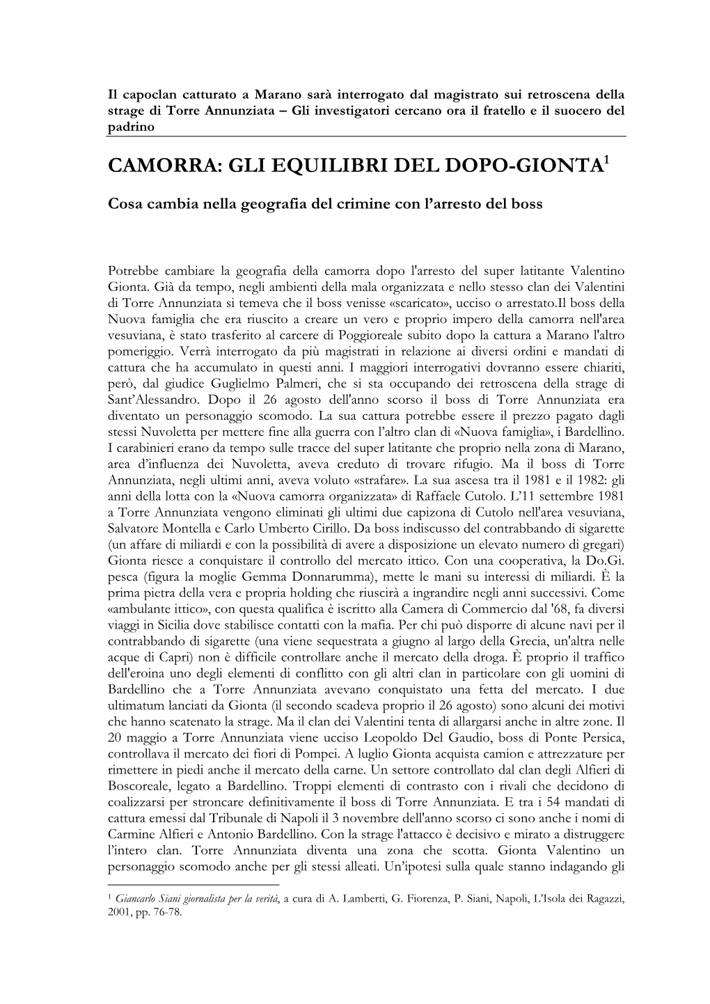 Camorra: Gli Equilibri Del Dopo-Gionta1