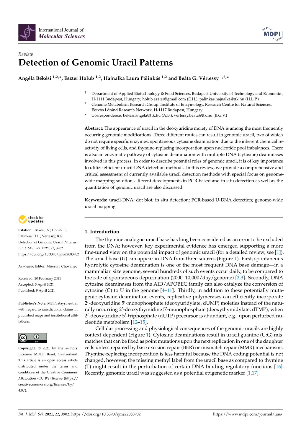 Detection of Genomic Uracil Patterns