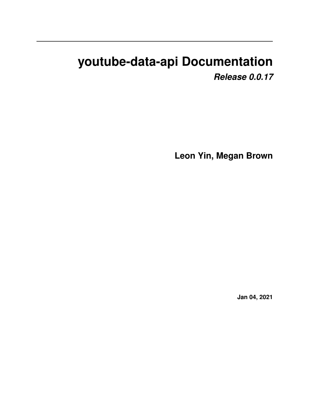 Youtube-Data-Api Documentation Release 0.0.17