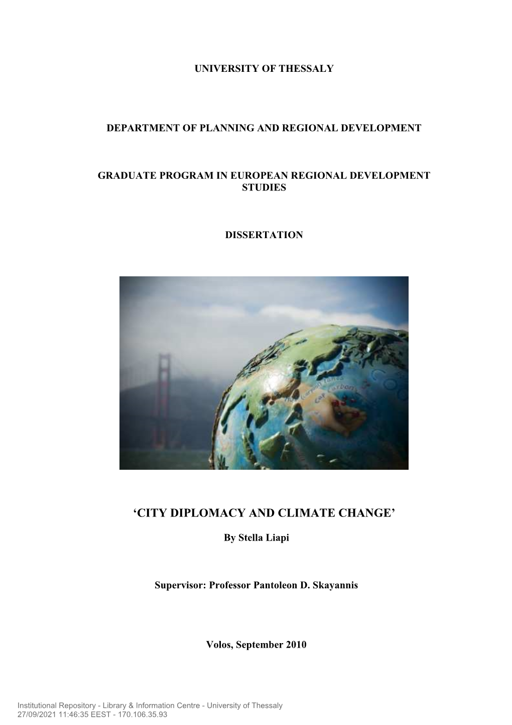 'City Diplomacy and Climate Change'