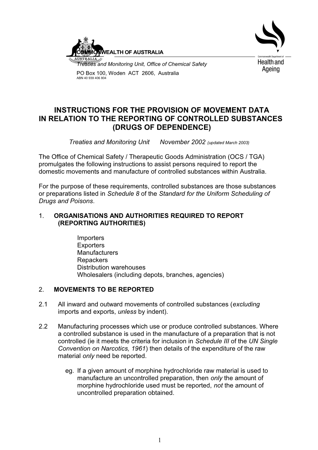 Treaties and Monitoring Unit Letterhead