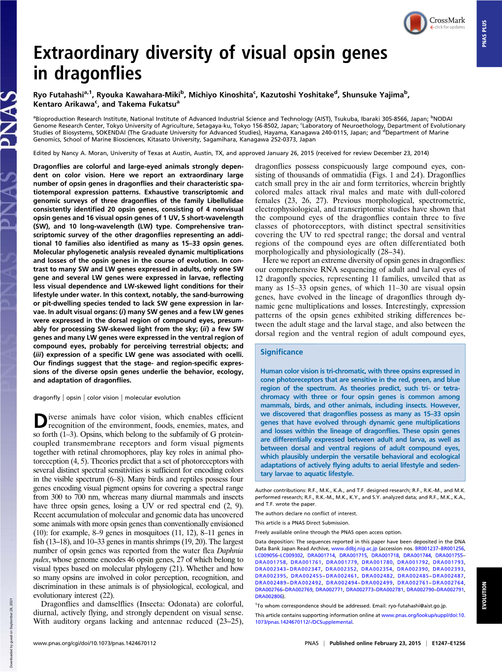 Extraordinary Diversity of Visual Opsin Genes in Dragonflies