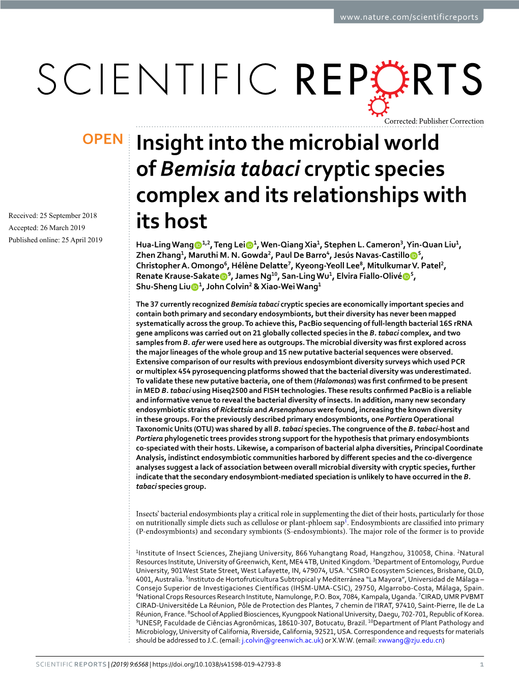 Insight Into the Microbial World of Bemisia Tabaci Cryptic Species