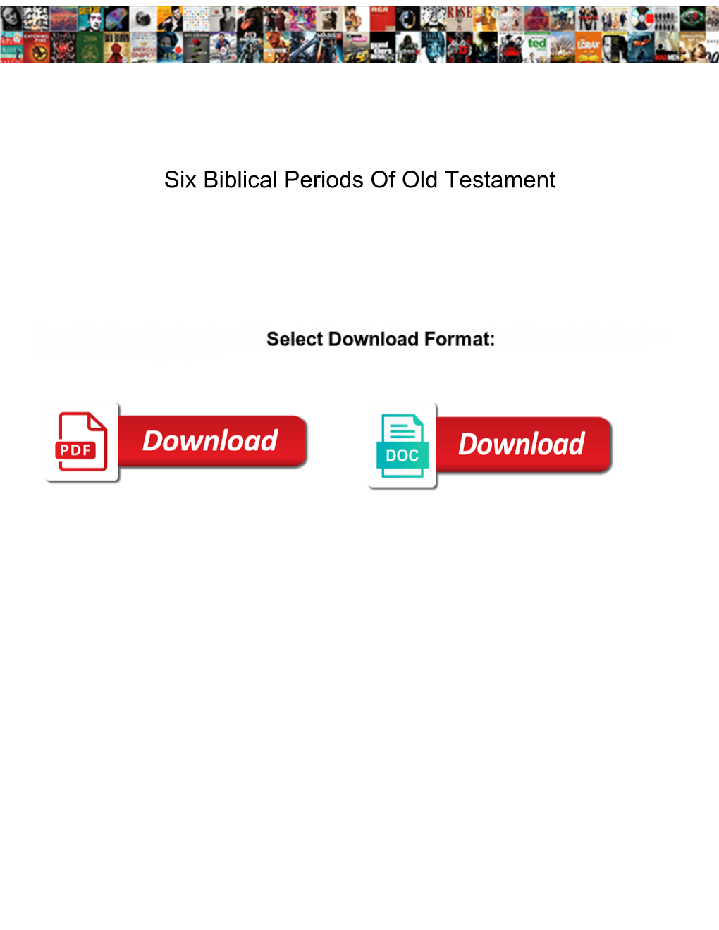 Six Biblical Periods of Old Testament