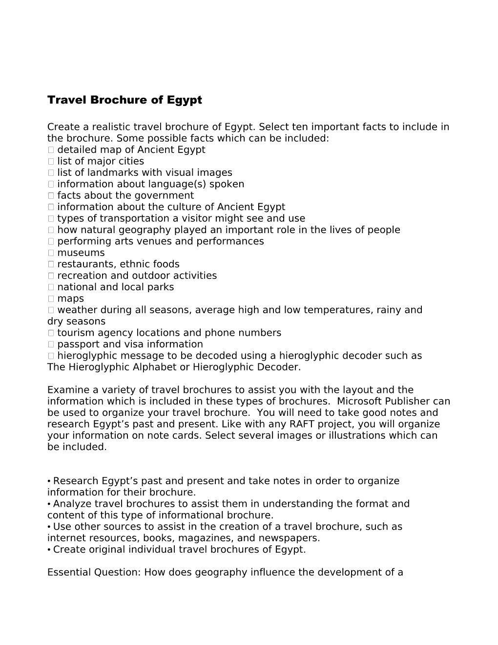 Travel Brochure of Egypt