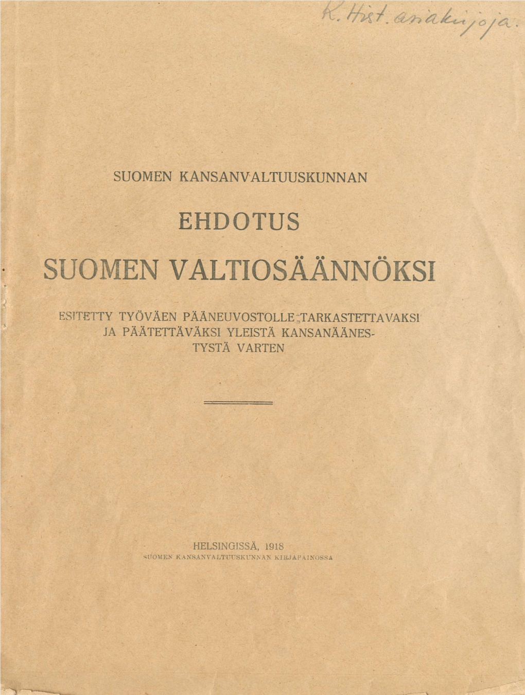 Ehdotus Suomen Valtiosäännöksi