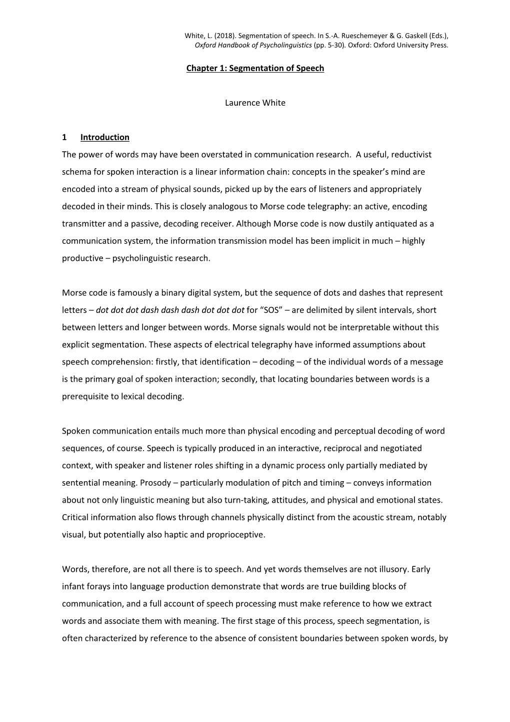 Segmentation of Speech