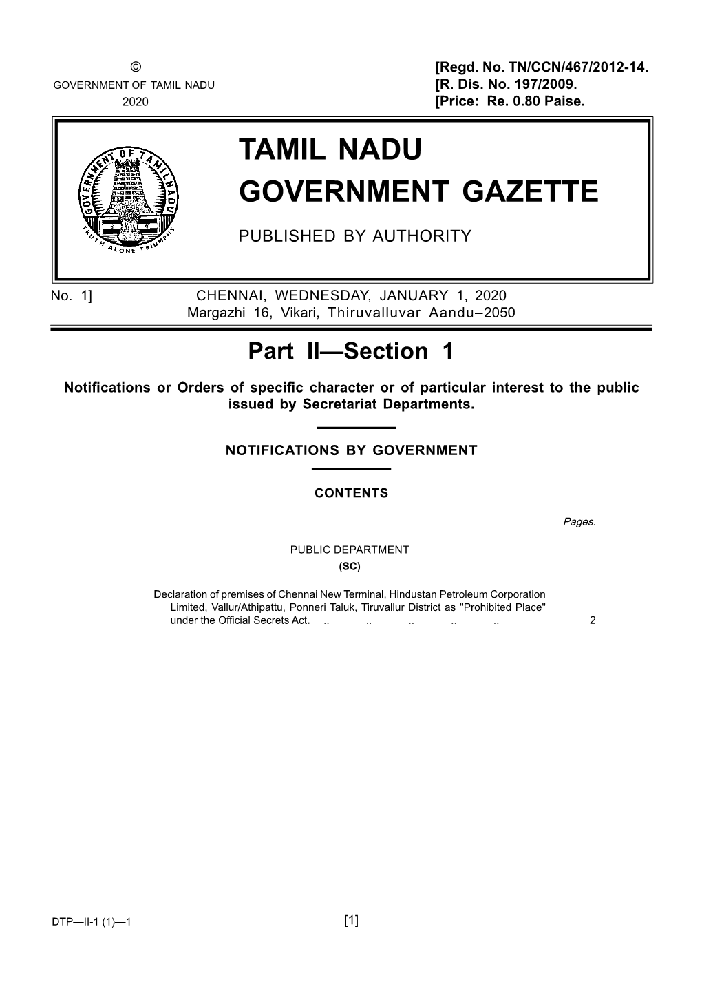 Tamil Nadu Government Gazette