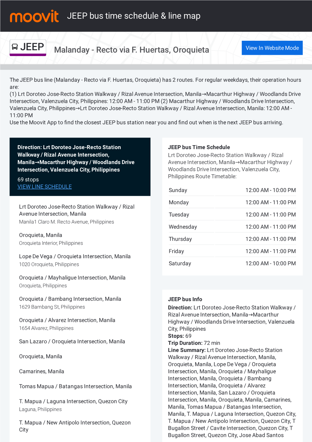 JEEP Bus Time Schedule & Line Route