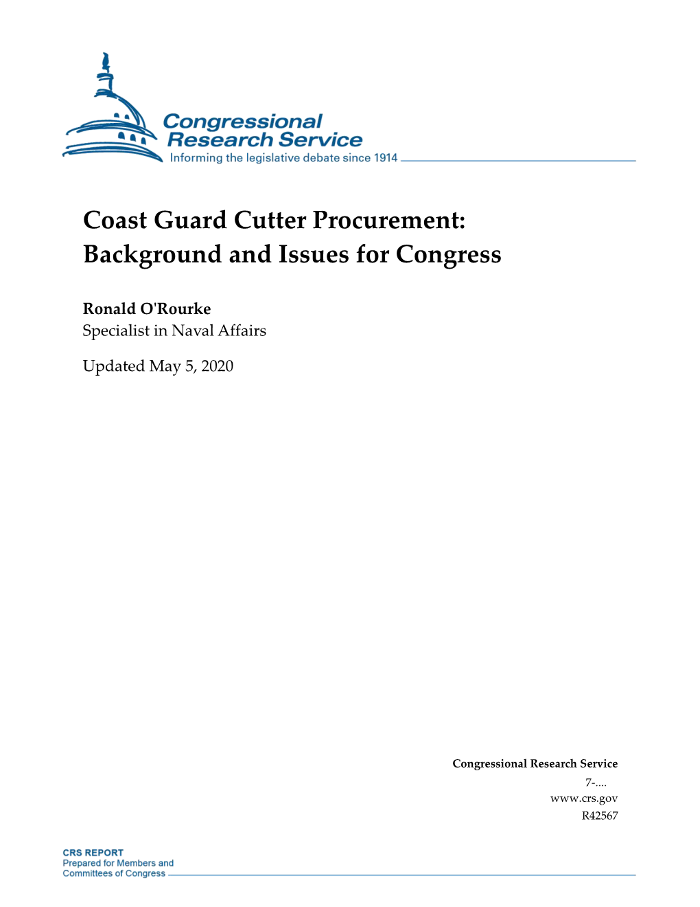 Coast Guard Cutter Procurement: Background and Issues for Congress