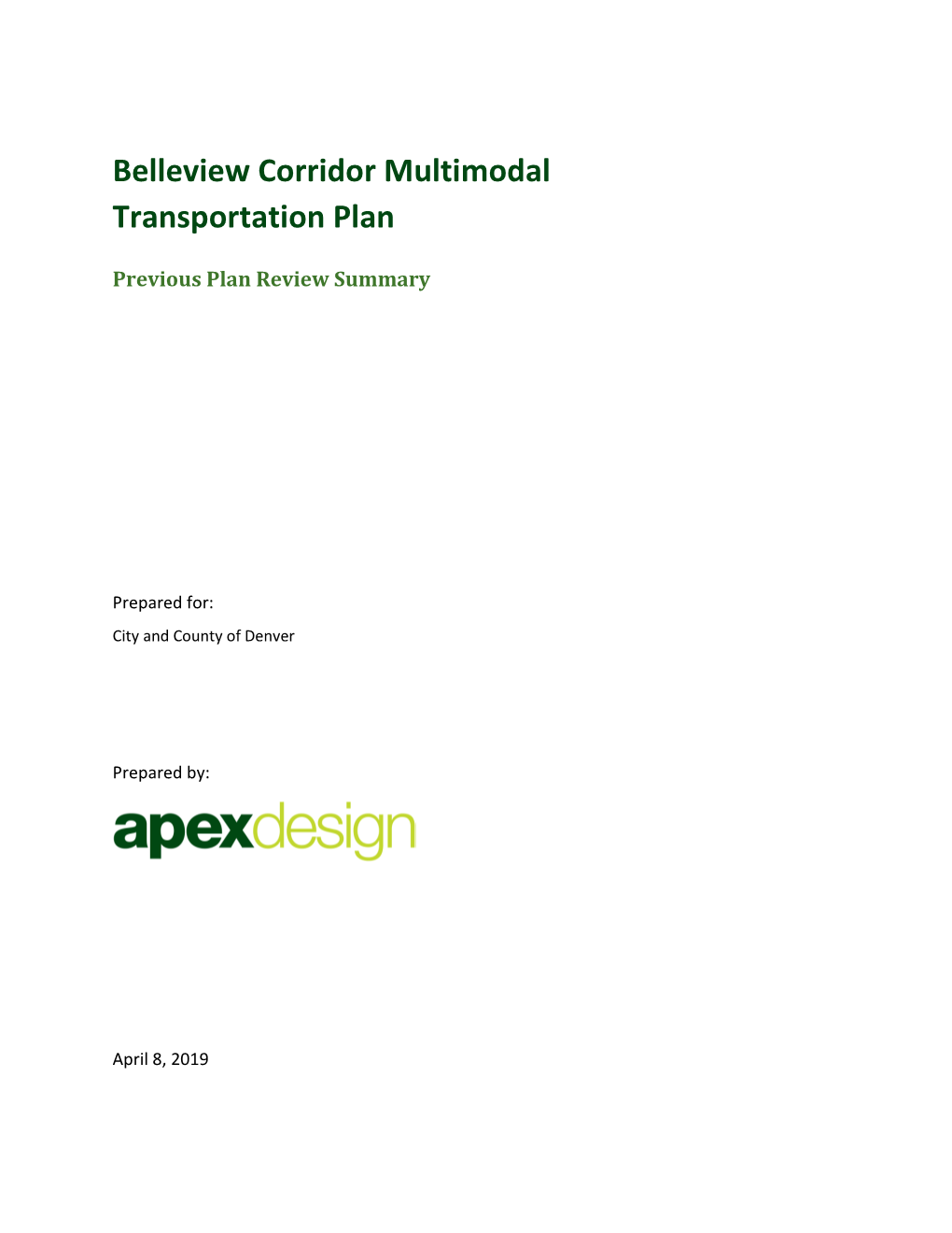 Belleview Multimodal Previous Plan Review