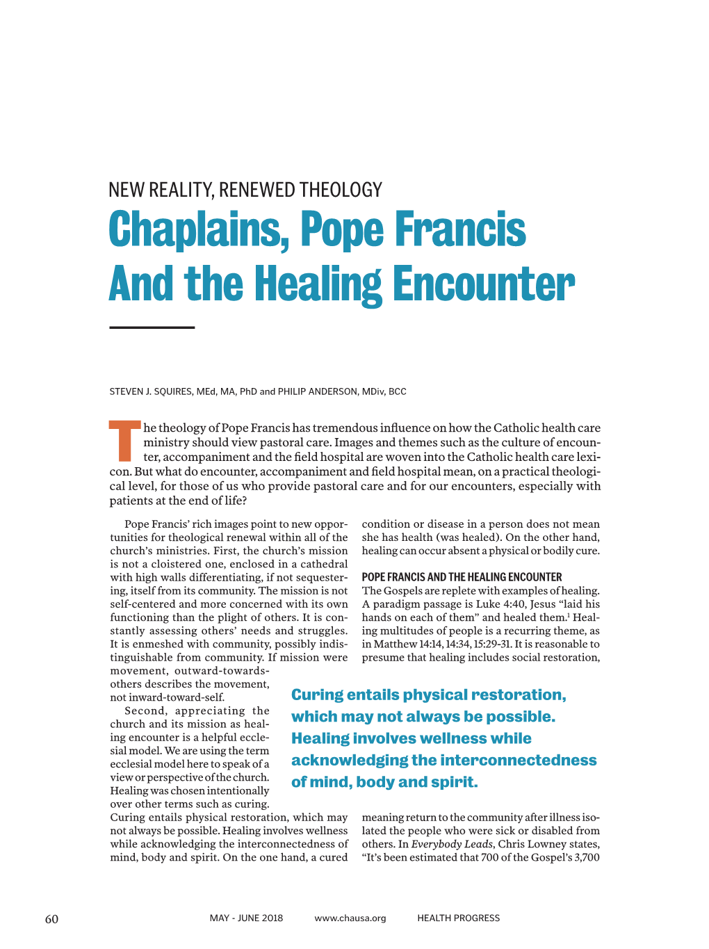 Chaplains, Pope Francis and the Healing Encounter