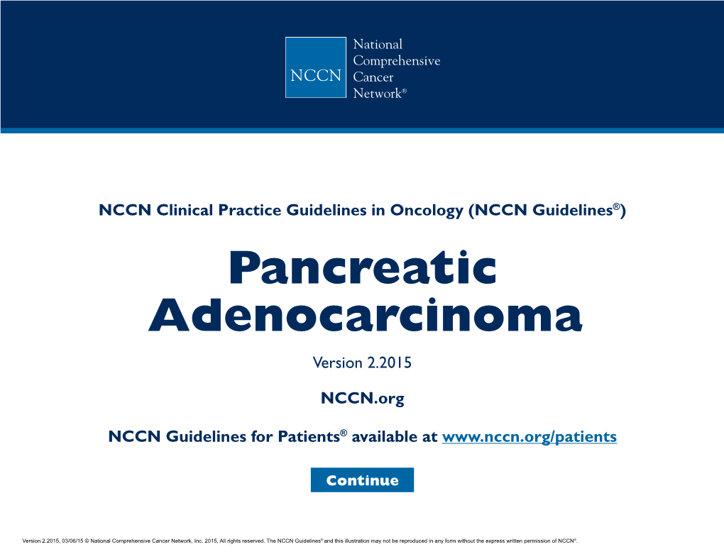 Pancreatic Adenocarcinoma Version 2.2015