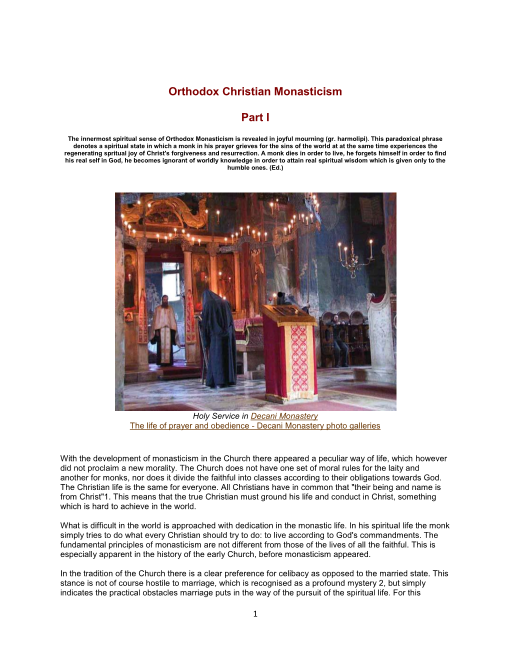 Orthodox Christian Monasticism