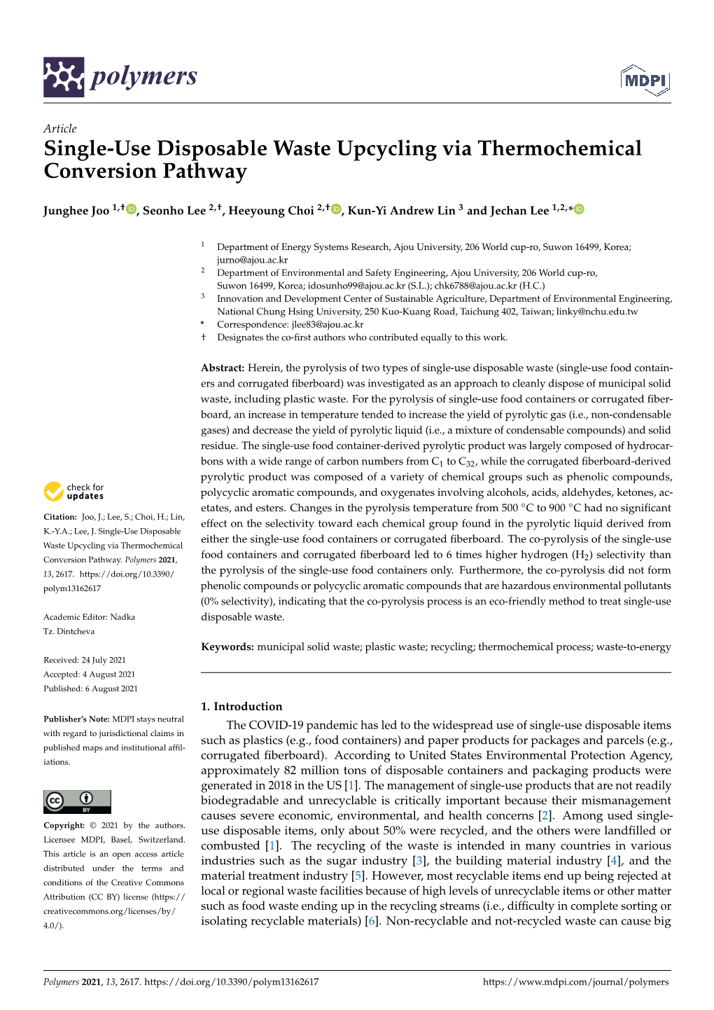 Single-Use Disposable Waste Upcycling Via Thermochemical Conversion Pathway