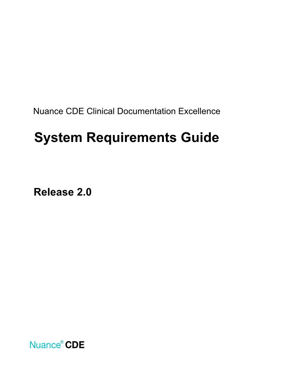 Nuance CDE System Requirements