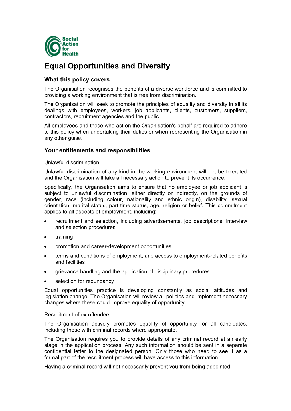 Equal Opportunities and Diversity