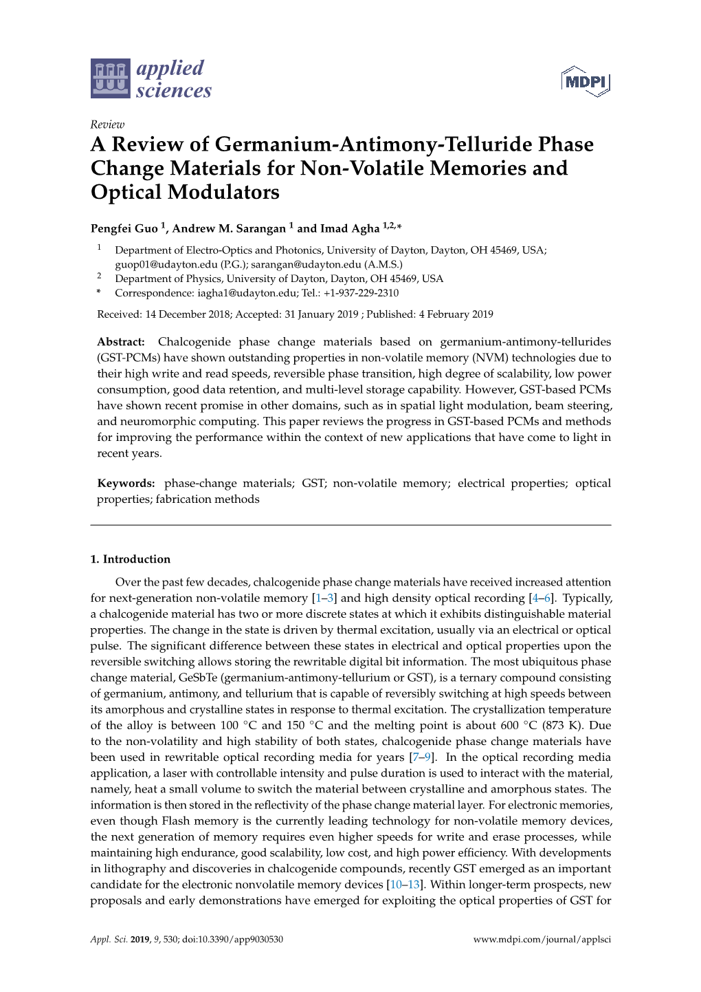 A Review of Germanium-Antimony-Telluride Phase Change Materials for Non-Volatile Memories and Optical Modulators