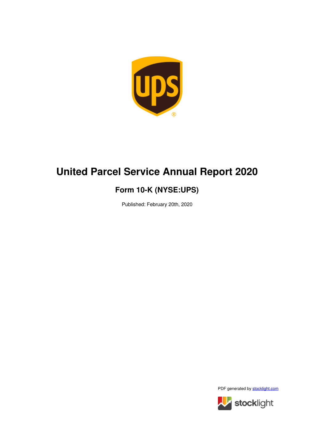 United Parcel Service Annual Report 2020