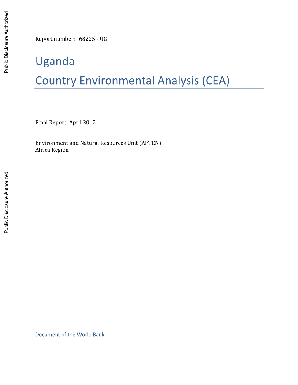 Uganda Country Environmental Analysis (CEA)