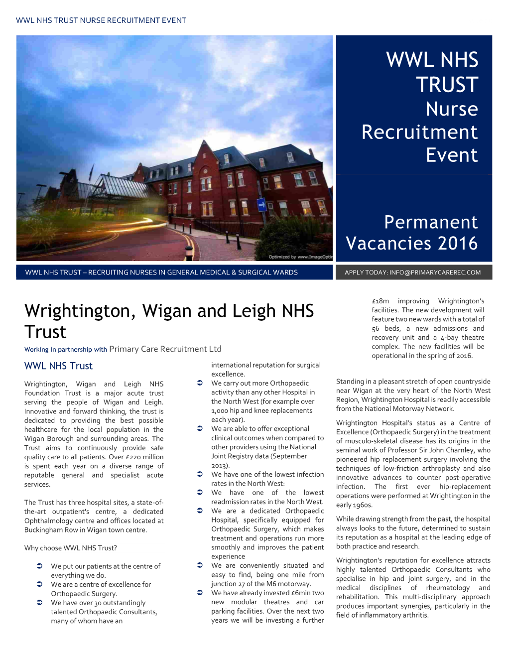 WWL NHS TRUST NURSE RECRUITMENT EVENT Issue 10