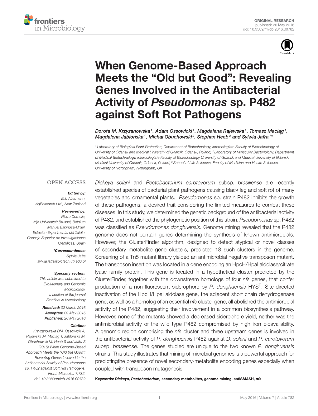 When Genome-Based Approach Meets the “Old but Good”: Revealing Genes Involved in the Antibacterial Activity of Pseudomonas Sp