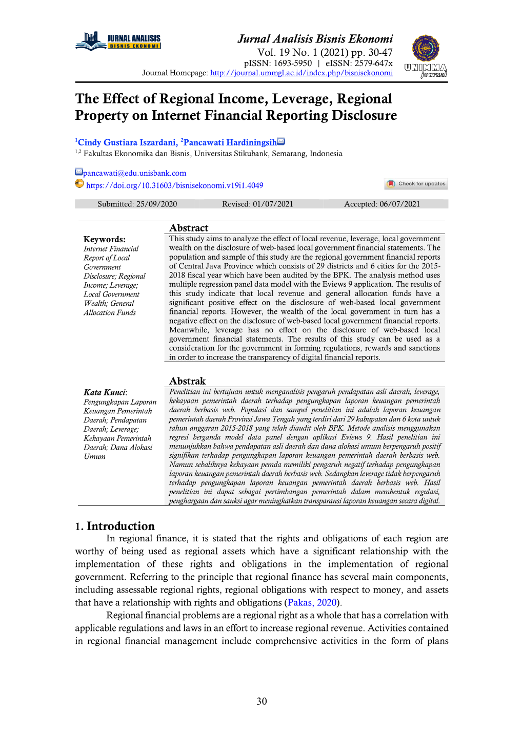 Jurnal Analisis Bisnis Ekonomi 17(1), 2019