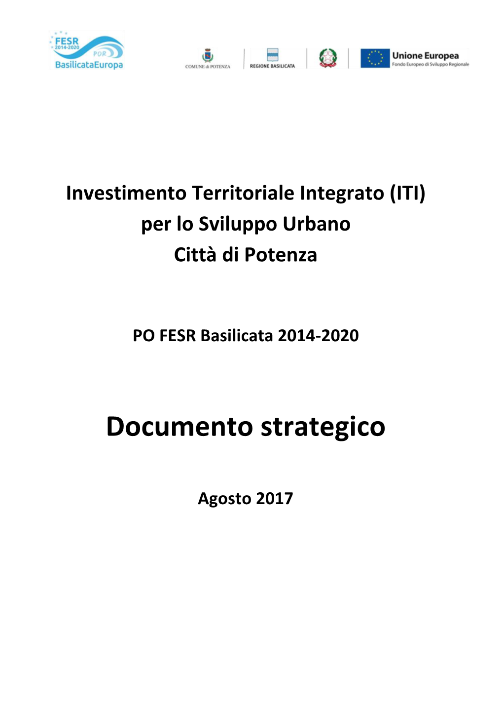 Documento Strategico ITI Sviluppo Urbano Della Città Di Potenza