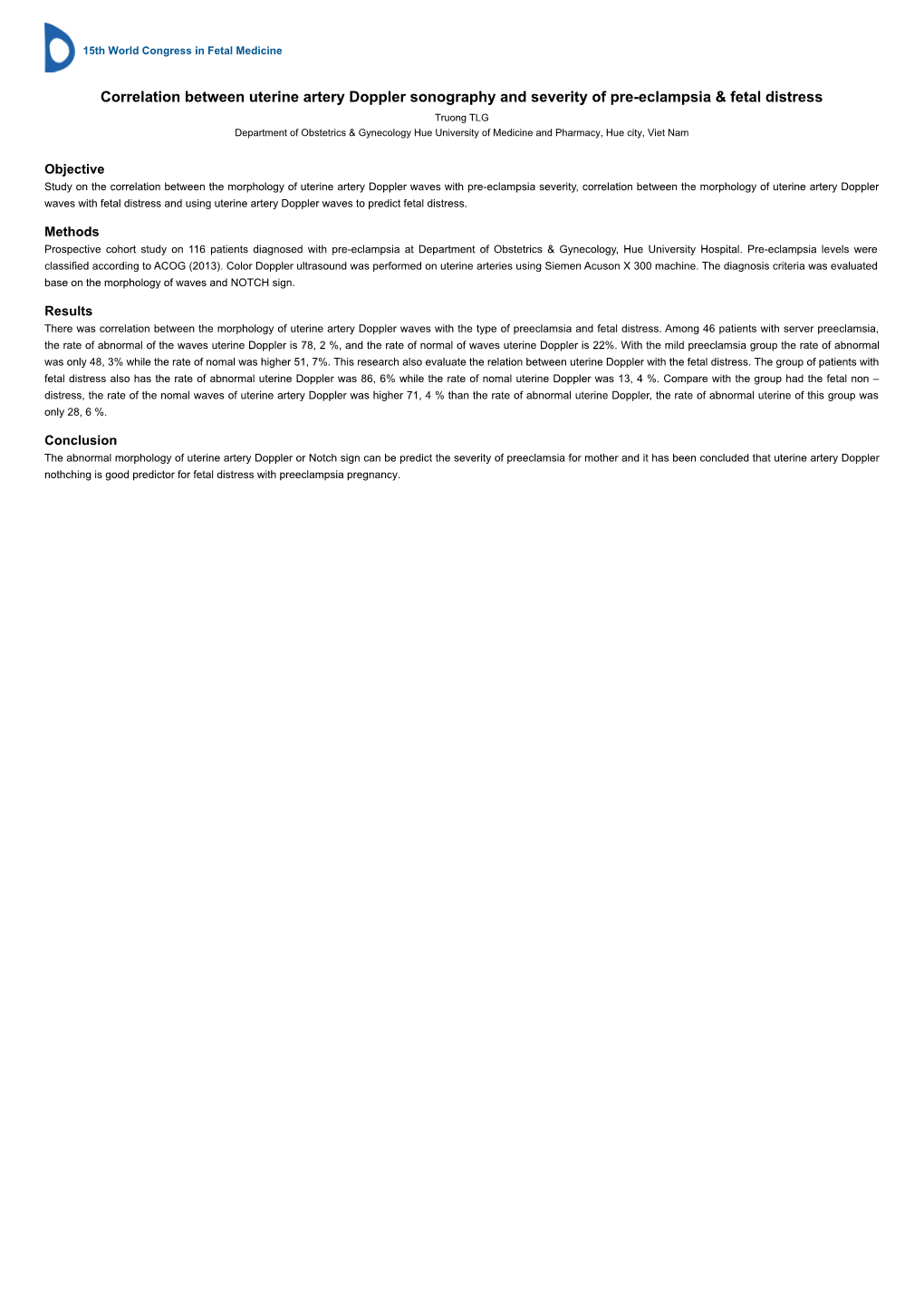 Correlation Between Uterine Artery Doppler Sonography and Severity Of