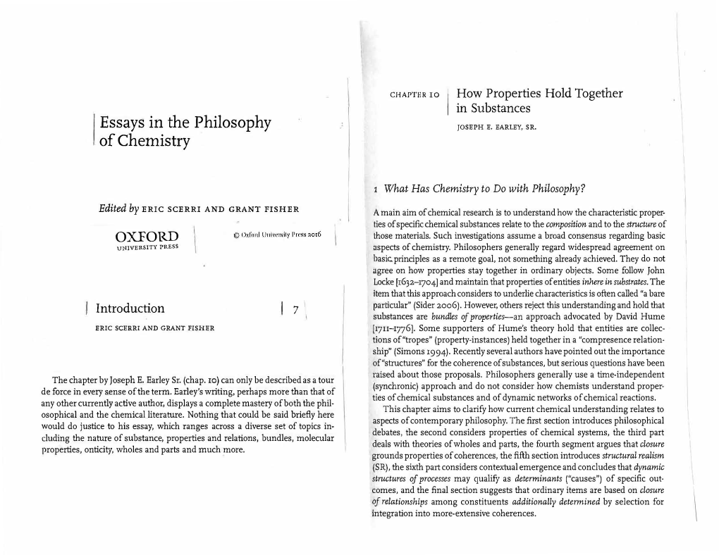 Essays in the Philosophy of Chemistry
