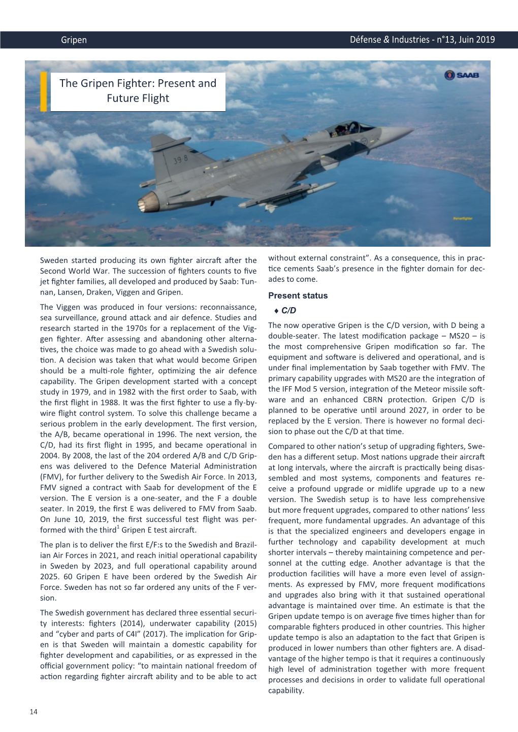 The Gripen Fighter: Present and Future Flight