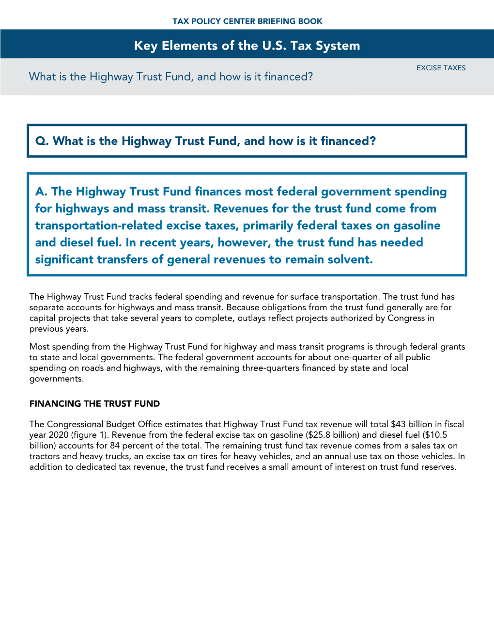 What Is the Highway Trust Fund, and How Is It Financed?