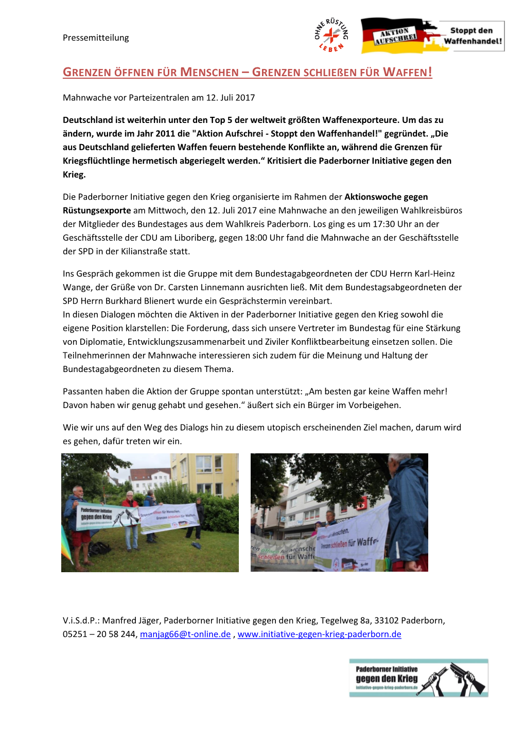 Pressemitteilung Der Paderborner Initiative Gegen