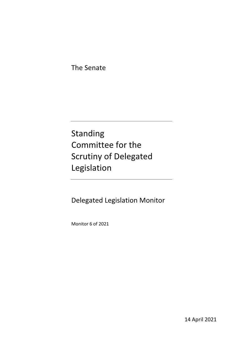 Standing Committee for the Scrutiny of Delegated Legislation