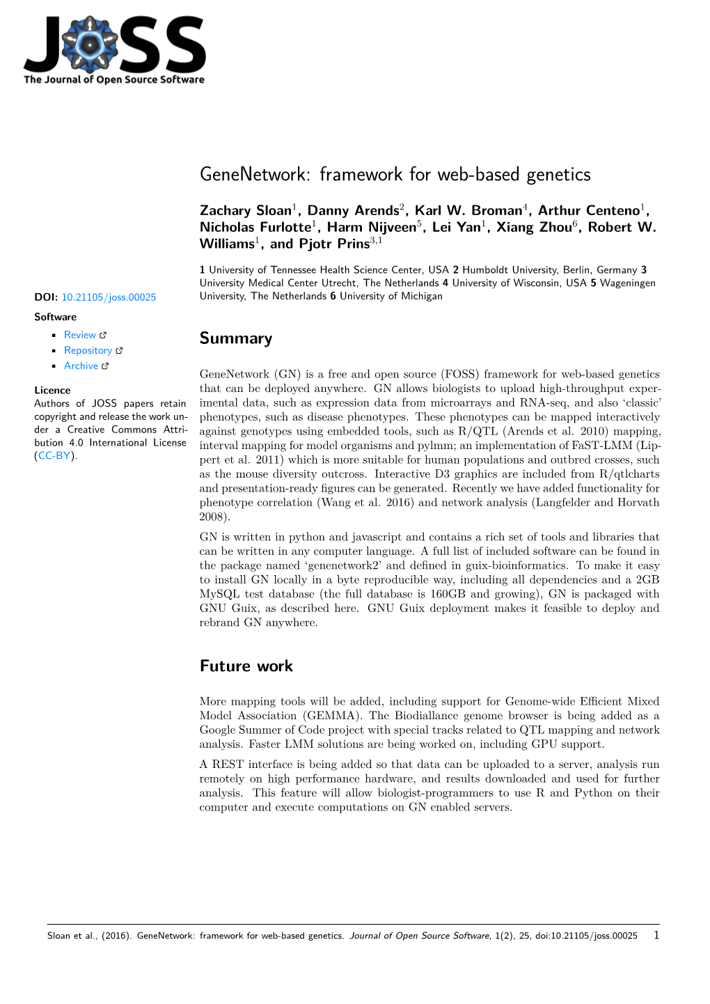Genenetwork: Framework for Web-Based Genetics