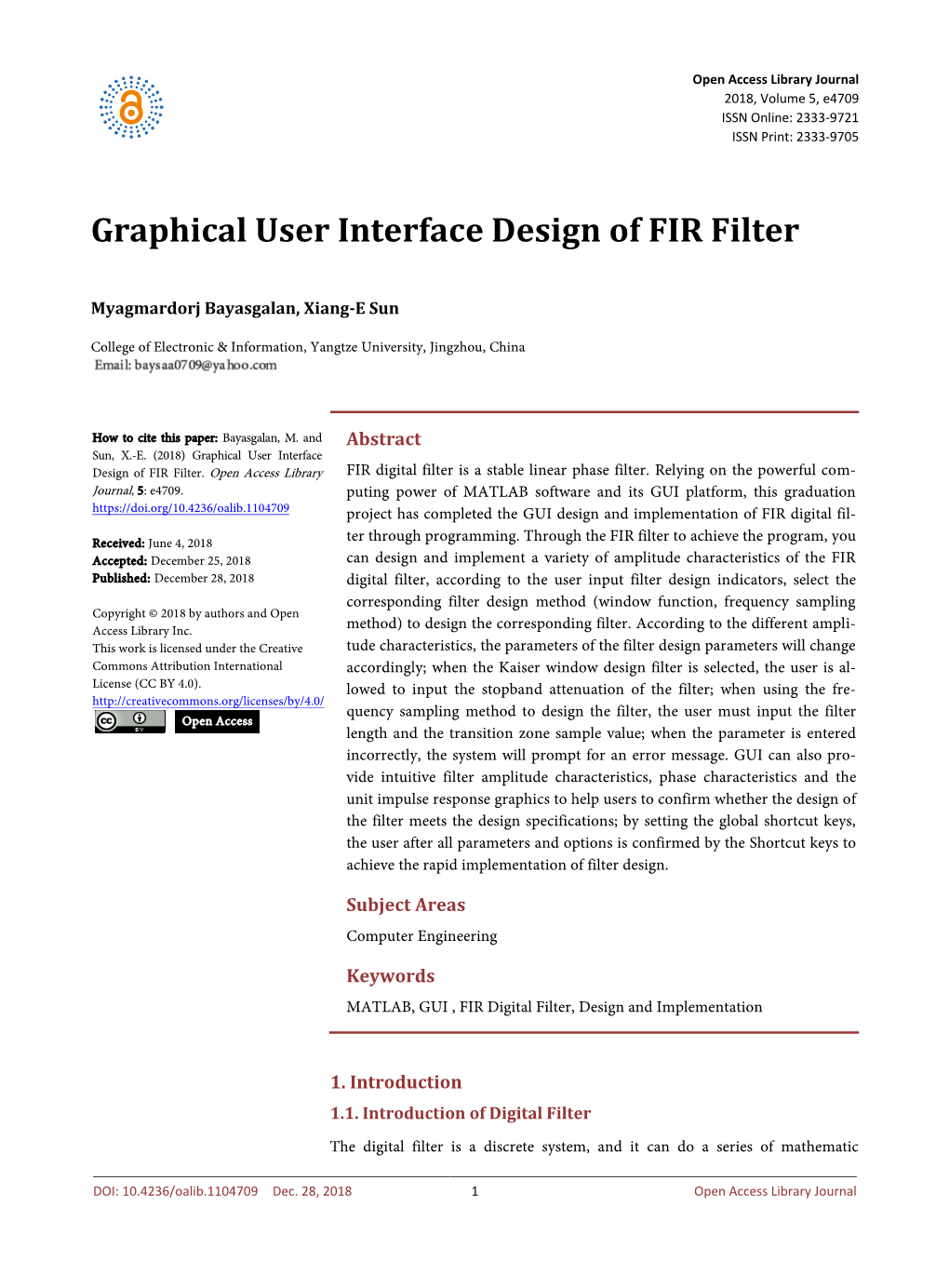 Graphical User Interface Design of FIR Filter
