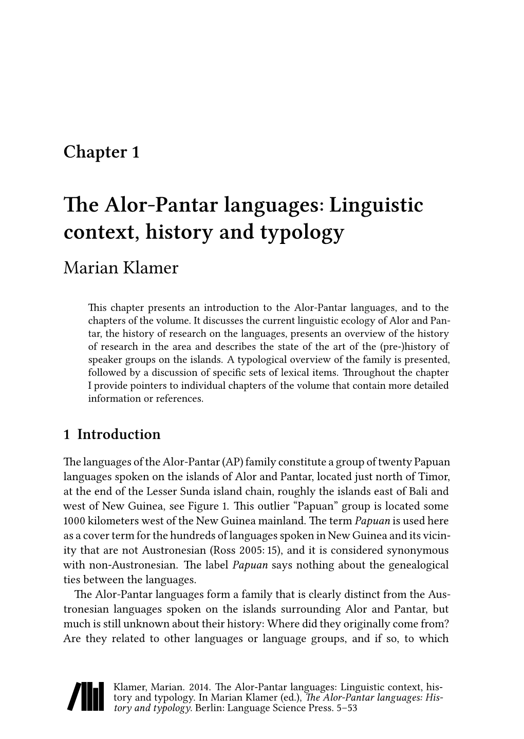 22 1 the Alor-Pantar Languages: Linguistic Context, History And