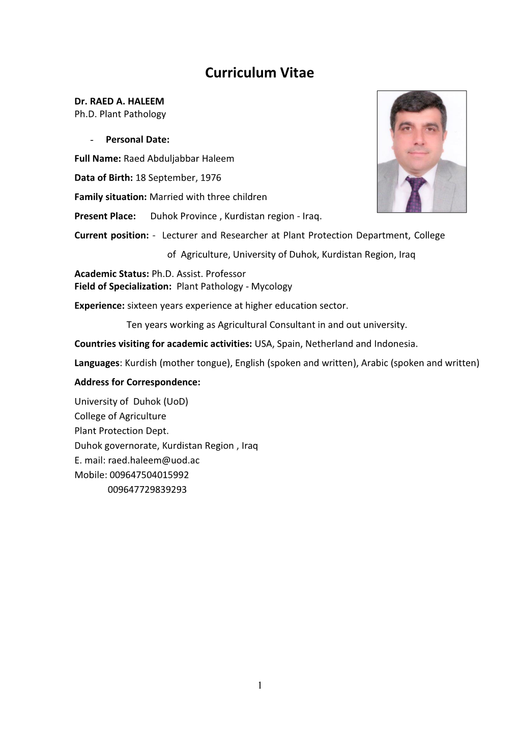 Curriculum Vitae