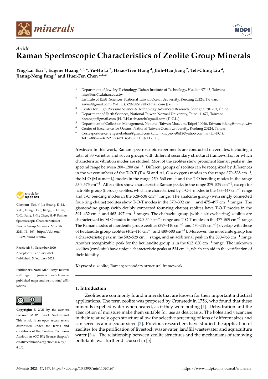 Raman Spectroscopic Characteristics of Zeolite Group Minerals